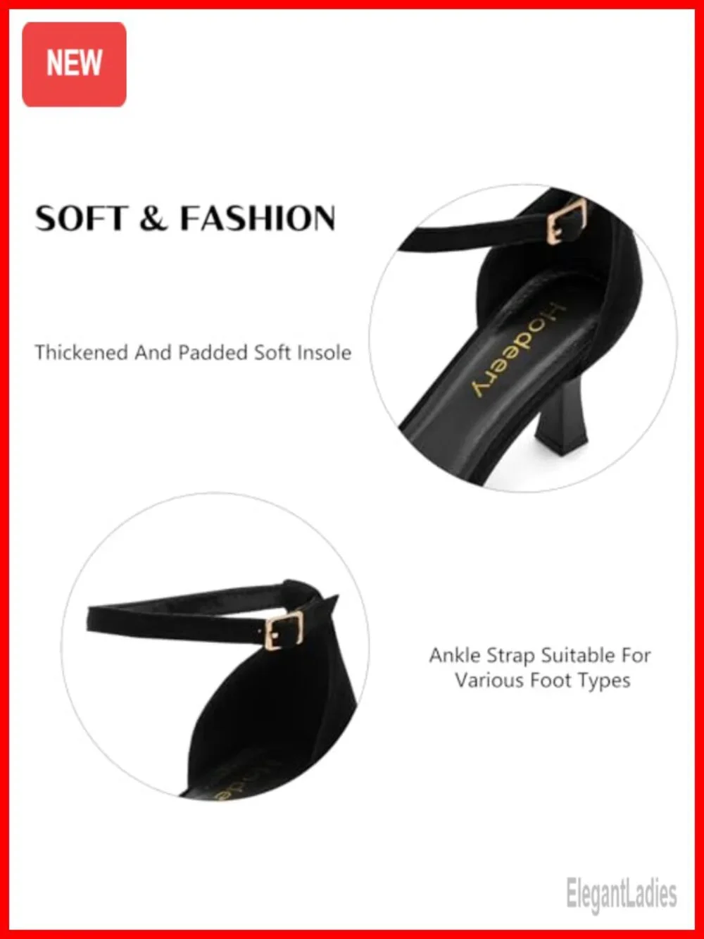 Kitten Heels Open Toe Ankle Strap Faux Leather Sandals 2.7 Inch Comfortable